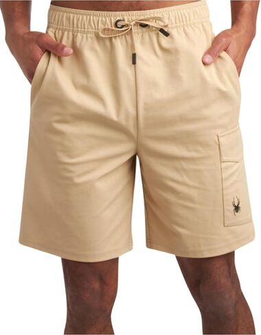 Spyder Mens Cargo Shorts - Stretch Tech Double Knit Fleece Athletic Shorts with Elastic Waistband Drawcord & Pockets (30-36) in Saudi Arabia