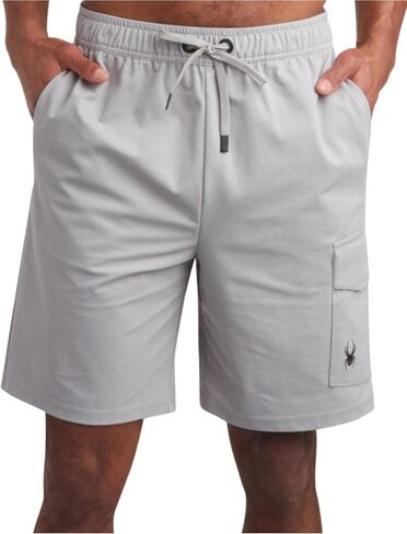 Spyder Mens Cargo Shorts - Stretch Tech Double Knit Fleece Athletic Shorts with Elastic Waistband Drawcord & Pockets (30-36) in Saudi Arabia