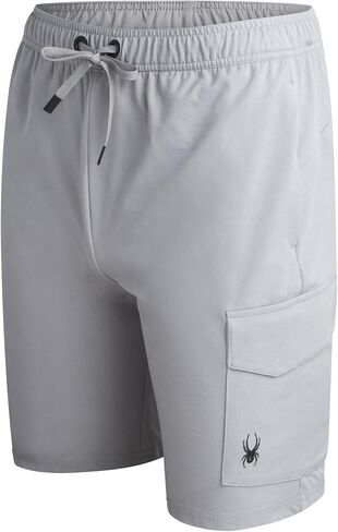 Spyder Mens Cargo Shorts - Stretch Tech Double Knit Fleece Athletic Shorts with Elastic Waistband Drawcord & Pockets (30-36) in Saudi Arabia