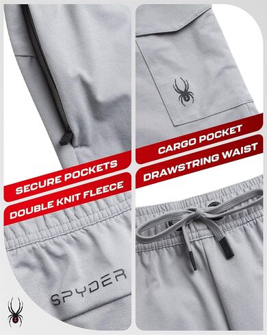 Spyder Mens Cargo Shorts - Stretch Tech Double Knit Fleece Athletic Shorts with Elastic Waistband Drawcord & Pockets (30-36) in Saudi Arabia