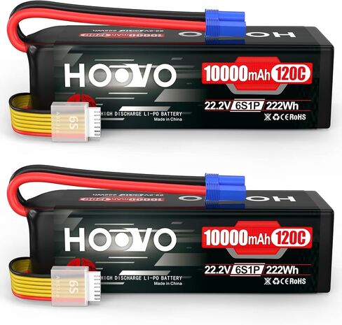 HOOVO 4S Lipo Battery 14.8V 10000mAh 120C RC Battery EC5 Plug Soft Case Compatible for RC Cars, Drones, DJI, FPV, RC Plane, Racing Hobby 2 Pack in Saudi Arabia