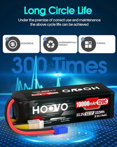 HOOVO 4S Lipo Battery 14.8V 10000mAh 120C RC Battery EC5 Plug Soft Case Compatible for RC Cars, Drones, DJI, FPV, RC Plane, Racing Hobby 2 Pack in Saudi Arabia