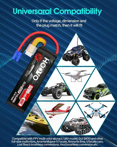 HOOVO 4S Lipo Battery 14.8V 10000mAh 120C RC Battery EC5 Plug Soft Case Compatible for RC Cars, Drones, DJI, FPV, RC Plane, Racing Hobby 2 Pack in Saudi Arabia