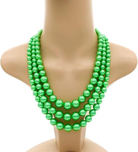 Utop Faux Big Pearl Necklace for Women - Multi Strand 3 Layers Necklace and Earrings Set - 1920s Costume Jewelry in Kuwait
