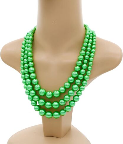 Utop Faux Big Pearl Necklace for Women - Multi Strand 3 Layers Necklace and Earrings Set - 1920s Costume Jewelry in Kuwait