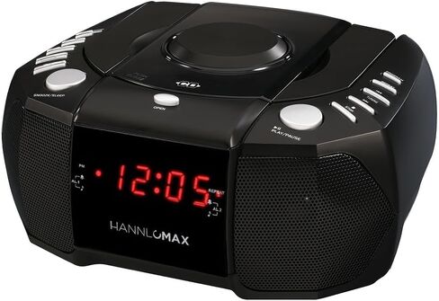 مشغل أقراص مضغوطة HANNLOMAX HX-334CD مع راديو PLL AM/FM، منبه مزدوج، شاشة LED حمراء، مدخل Aux-in، تشغيل تيار متردد فقط. (أبيض) in Kuwait