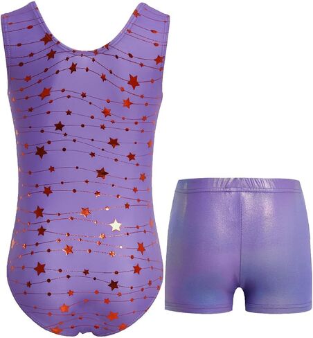 JiAmy Girls Gymnastics Leotards with Shorts Ballet Dance Sparkly Biketards Gymnastic Outfit for Kids Size 3-12 Years in Saudi Arabia