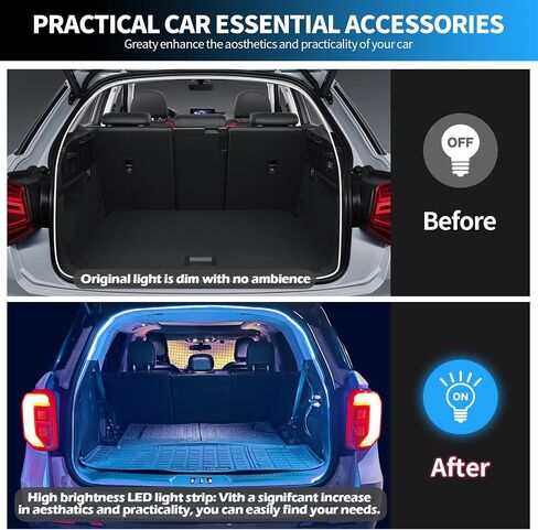 Car LED Strip Lights - Trunk Cargo Ambient Lighting, White Colors 6000K, 177.16 inches Flexible LED Light Strip, Easy Install, Waterproof, Universal Fit, for Car Trunks, SUVs, and Vans in Kuwait