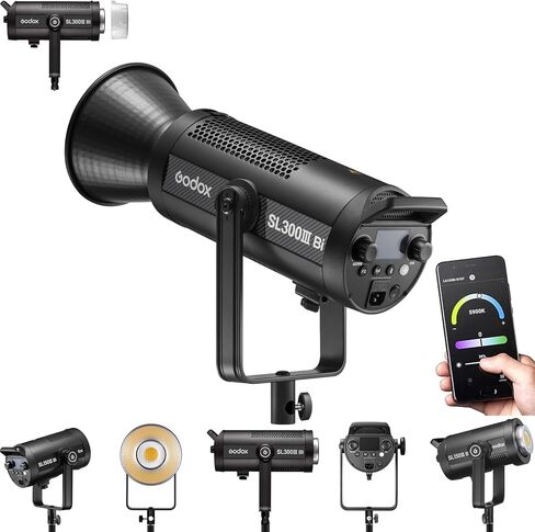 Godox SL300IIIBI إضاءة LED أحادية اللون مستمرة 330 واط 2800-6500 كيلو 90,500 لوكس لإنتاج الاستوديو والأفلام التلفزيونية in Kuwait