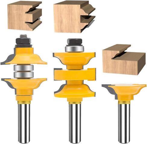 TAIWAIN راوتر بت 1/2 بوصة شانك راوتر بت مجموعة أدوات 43 حزمة قابلة للتعديل لوحة خشبية درج باب طحن القاطع، بت ميتري لطاولة جهاز التوجيه/جهاز التوجيه الأساسي (F-45 درجة) in Kuwait