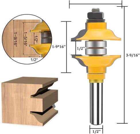 TAIWAIN راوتر بت 1/2 بوصة شانك راوتر بت مجموعة أدوات 43 حزمة قابلة للتعديل لوحة خشبية درج باب طحن القاطع، بت ميتري لطاولة جهاز التوجيه/جهاز التوجيه الأساسي (F-45 درجة) in Kuwait