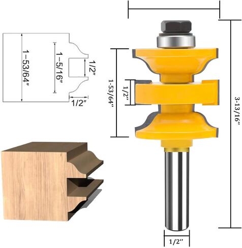 TAIWAIN راوتر بت 1/2 بوصة شانك راوتر بت مجموعة أدوات 43 حزمة قابلة للتعديل لوحة خشبية درج باب طحن القاطع، بت ميتري لطاولة جهاز التوجيه/جهاز التوجيه الأساسي (F-45 درجة) in Kuwait