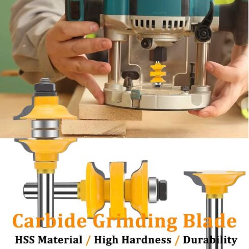 TAIWAIN راوتر بت 1/2 بوصة شانك راوتر بت مجموعة أدوات 43 حزمة قابلة للتعديل لوحة خشبية درج باب طحن القاطع، بت ميتري لطاولة جهاز التوجيه/جهاز التوجيه الأساسي (F-45 درجة) in Kuwait
