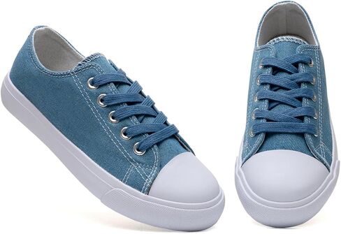 The Fashion Supply Classic Unisex Low-Top Canvas Sneakers – Boys Girls and Toddler Casual Lace-Up Shoes with Rubber Sole, Includes Extra White Shoelaces in Kuwait