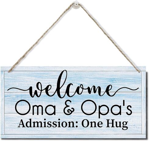 Funny Welcome to Oma and Opa's Sign, Printed Wood Plaque Sign, Welcome Hanging Rustic Family Signs for Home Decor Gift, Decorative Wood Sign, Welcome Sign, Farmhouse Decor Wall Art Sign 12" x 6" in Kuwait