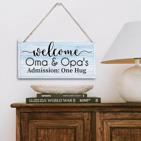 Funny Welcome to Oma and Opa's Sign, Printed Wood Plaque Sign, Welcome Hanging Rustic Family Signs for Home Decor Gift, Decorative Wood Sign, Welcome Sign, Farmhouse Decor Wall Art Sign 12" x 6" in Kuwait
