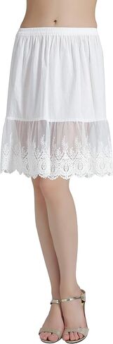 BEAUTELICATE Skirt Extender with Lace Trim Vintage Underskirt 100% Cotton Half Slip in Saudi Arabia