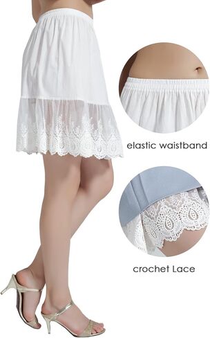 BEAUTELICATE Skirt Extender with Lace Trim Vintage Underskirt 100% Cotton Half Slip in Saudi Arabia