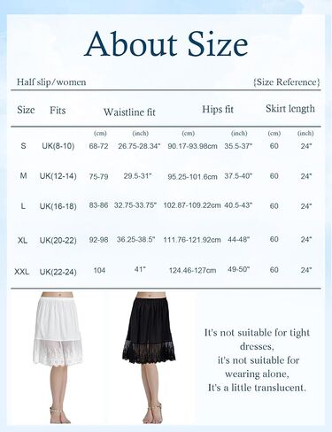 BEAUTELICATE Skirt Extender with Lace Trim Vintage Underskirt 100% Cotton Half Slip in Saudi Arabia