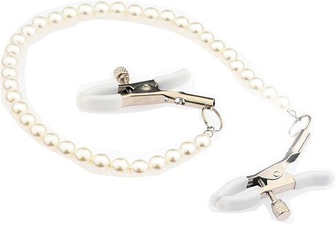 Pearl Nipple Chains Body Chain for Women Adjustable Non Piercing Pressure Clip Nipple Rings with Chain Necklace Body Jewelry Fake Nipple Piercing Rave Accessories in Saudi Arabia