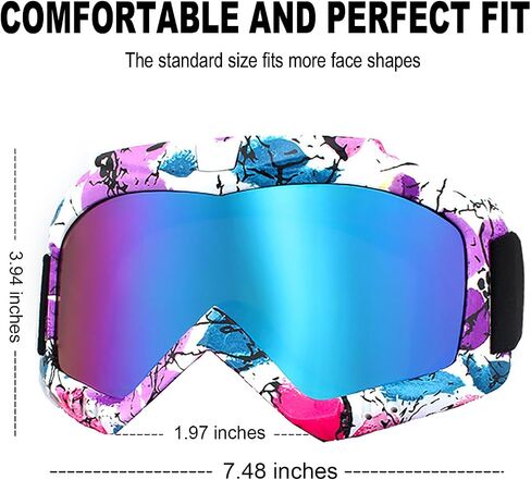 Motorcycle Skiing Goggles with Neck Gaiter for Women Girls, OTG Anti UV Fog ATV Dirt Bike Motocross Riding Glasses in Kuwait