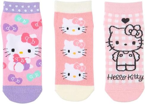 Sanrio 453293 Socks Kids Sneaker Socks ، مجموعة من 3 ، الجوارب ، 6.3 - 7.1 بوصة (16 - 18 سم) ، Hello Kitty ، Hello Kitty ، شخصية 453293 in Saudi Arabia
