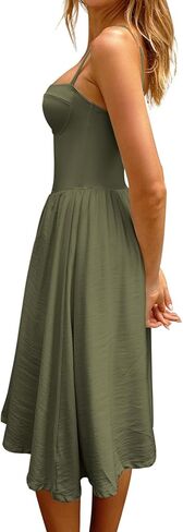 CHYRII Women Fashion Summer 2025 Sweetheart Neck Spaghetti Straps Corset A-Line Long Sundress Midi Dress in Kuwait