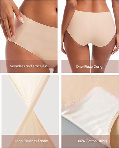 Womens Mid-Waist Underwear Full Coverage No Show Seamless Comfortable Brief Panties 6 Pack in Saudi Arabia