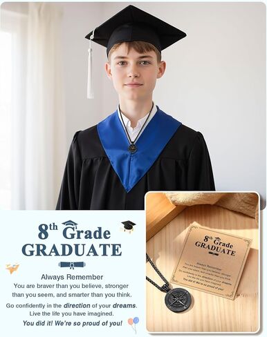 PINKDODO The Adventure Begins Compass Graduation Necklace for Boys 5th 8th Grade Middle Elementary School Graduation Gifts for Son Grandson Nephew in Saudi Arabia
