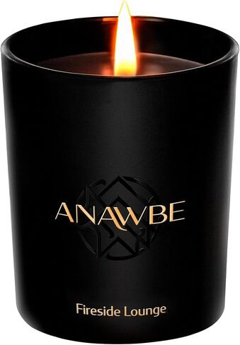 شمعة معطرة من Fireside Lounge، شموع معطرة أنيقة للرجال، شموع الصويا للمنزل، شموع سوداء، وعاء شموع فاخر وصندوق هدايا، احتراق طويل لمدة 45 ساعة، شمعة رجالية ممتازة in Kuwait