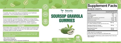 Soursop Graviola Gummies Soursop Oil Leaves Fruit with Sea Moss Black Seed Oil High Potency Extract - Immune Support, Antioxidation - Sour SOP Multivitamin Graviola Leaves Edible Supplements in Saudi Arabia