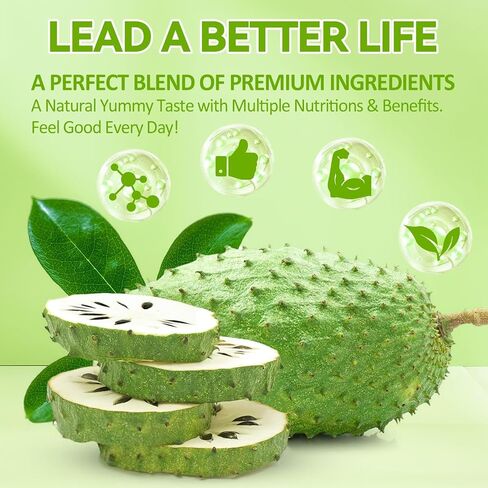 Soursop Graviola Gummies Soursop Oil Leaves Fruit with Sea Moss Black Seed Oil High Potency Extract - Immune Support, Antioxidation - Sour SOP Multivitamin Graviola Leaves Edible Supplements in Saudi Arabia