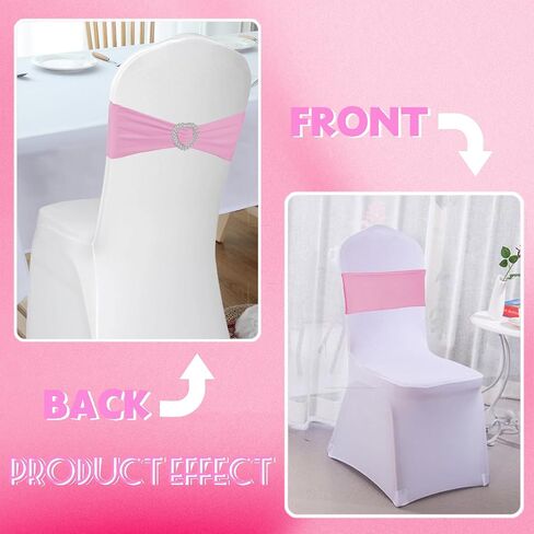 100 Pack Spandex Stretch Blue Chair Sashes Bows Universal Elastic Light Blue Chair Cover Bands Ties with Buckle Slider for Wedding Party Banquet Ceremony Reception Event Decorations (Baby Blue) in Kuwait