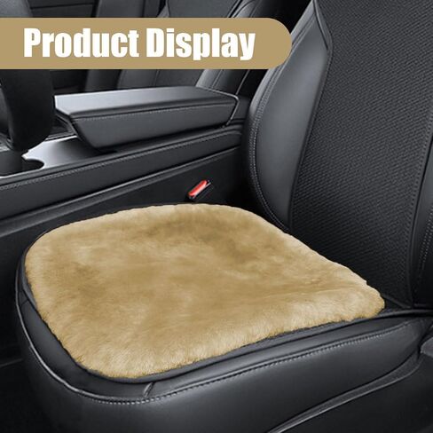 Sheepskin Car Seat Cushion, Soft Comfort Winter Driver Seat Cover, Fluffy Faux Fur Front Seat Pad, Car Seat Protector Pad for Office Chair, Universal Interior Accessory for Car SUV Truck (Camel) in Kuwait