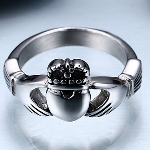 Jude Jewelers Retro Vintage Stainless Steel Claddagh Celtic Irish Heart Promise Anniversary Ring in Saudi Arabia
