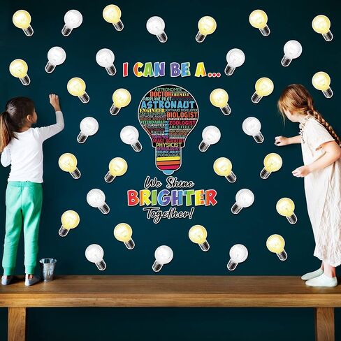 49 Pcs Careers Poster Science Bulletin Board Set Science Classroom Decoration Classroom Decor for Pre School Elementary Educational Light Bulb Cutouts Tags (Colorful Background) in Saudi Arabia