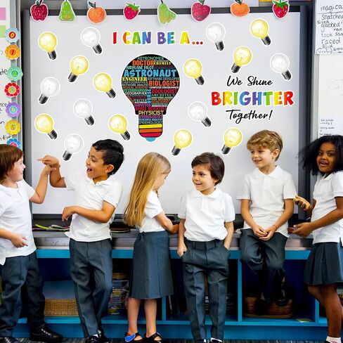 49 Pcs Careers Poster Science Bulletin Board Set Science Classroom Decoration Classroom Decor for Pre School Elementary Educational Light Bulb Cutouts Tags (Colorful Background) in Saudi Arabia