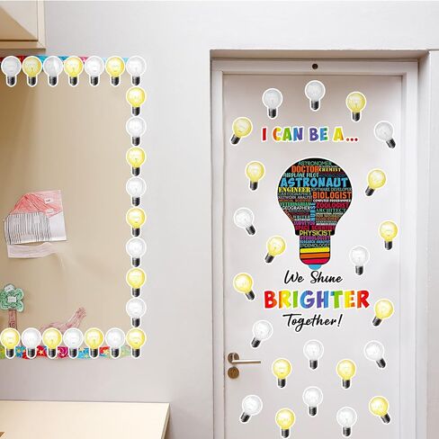 49 Pcs Careers Poster Science Bulletin Board Set Science Classroom Decoration Classroom Decor for Pre School Elementary Educational Light Bulb Cutouts Tags (Colorful Background) in Saudi Arabia