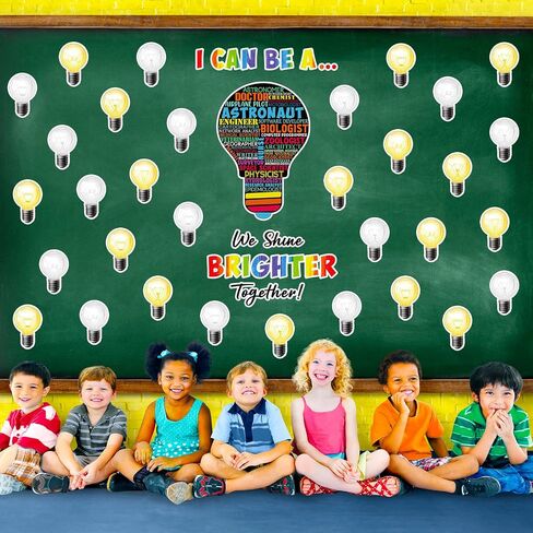 49 Pcs Careers Poster Science Bulletin Board Set Science Classroom Decoration Classroom Decor for Pre School Elementary Educational Light Bulb Cutouts Tags (Colorful Background) in Saudi Arabia