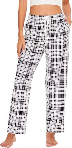 Orrpally Women Lounge Pants Plaid Pajama Pant Sleep Bottoms Pj Pant with Pockets 2-Pack in Kuwait