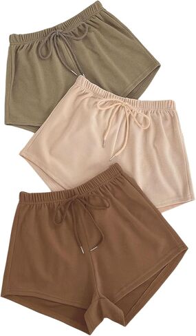 Makemechic Women's 3 Pack Pajama Bottoms Harpstring Wide Leg PJ Shorts Sleepwear in Saudi Arabia