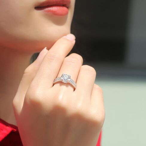 S925 Sterling Silver Adjustable Anniversary Rings for Women,1 Carat Diamond Ring D-color VVS1,Stylish Engagement Gifts for Your Loved One in Kuwait