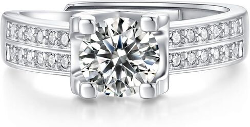 S925 Sterling Silver Adjustable Anniversary Rings for Women,1 Carat Diamond Ring D-color VVS1,Stylish Engagement Gifts for Your Loved One in Kuwait