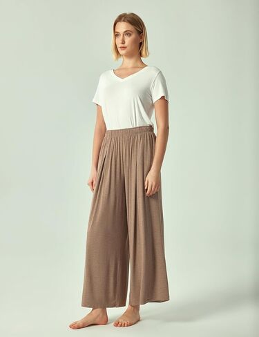 Bamboo Viscose Women's Pajama Bottoms Wide Leg Lounge Pants with Pockets in Saudi Arabia