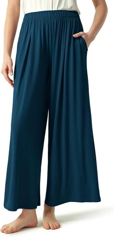 Bamboo Viscose Women's Pajama's Bottoms Wide Lounge Pants مع جيوب in Saudi Arabia