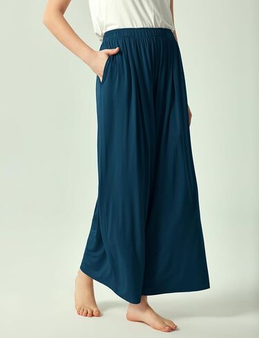 Bamboo Viscose Women's Pajama's Bottoms Wide Lounge Pants مع جيوب in Saudi Arabia