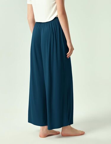 Bamboo Viscose Women's Pajama's Bottoms Wide Lounge Pants مع جيوب in Saudi Arabia