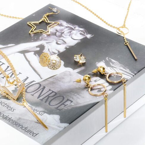 AROIC 38-52PCS Jewelry Set with Necklace Bracelet Layered Ball Dangle Hoop Stud Earrings for Women Jewelry Fashion and Valentine Birthday Party Gift in Saudi Arabia