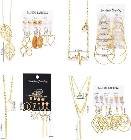 AROIC 38-52PCS Jewelry Set with Necklace Bracelet Layered Ball Dangle Hoop Stud Earrings for Women Jewelry Fashion and Valentine Birthday Party Gift in Saudi Arabia