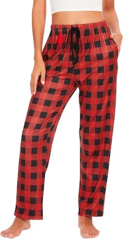 Orrpally Women Lounge Pants Plaid Pajama Pant Sleep Bottoms Pj Pant with Pockets 2-Pack in Kuwait